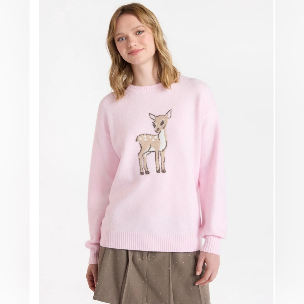 No Boundaries Fashion Icon Sweater Mid weight Deer Pink - Picture 3 of 5